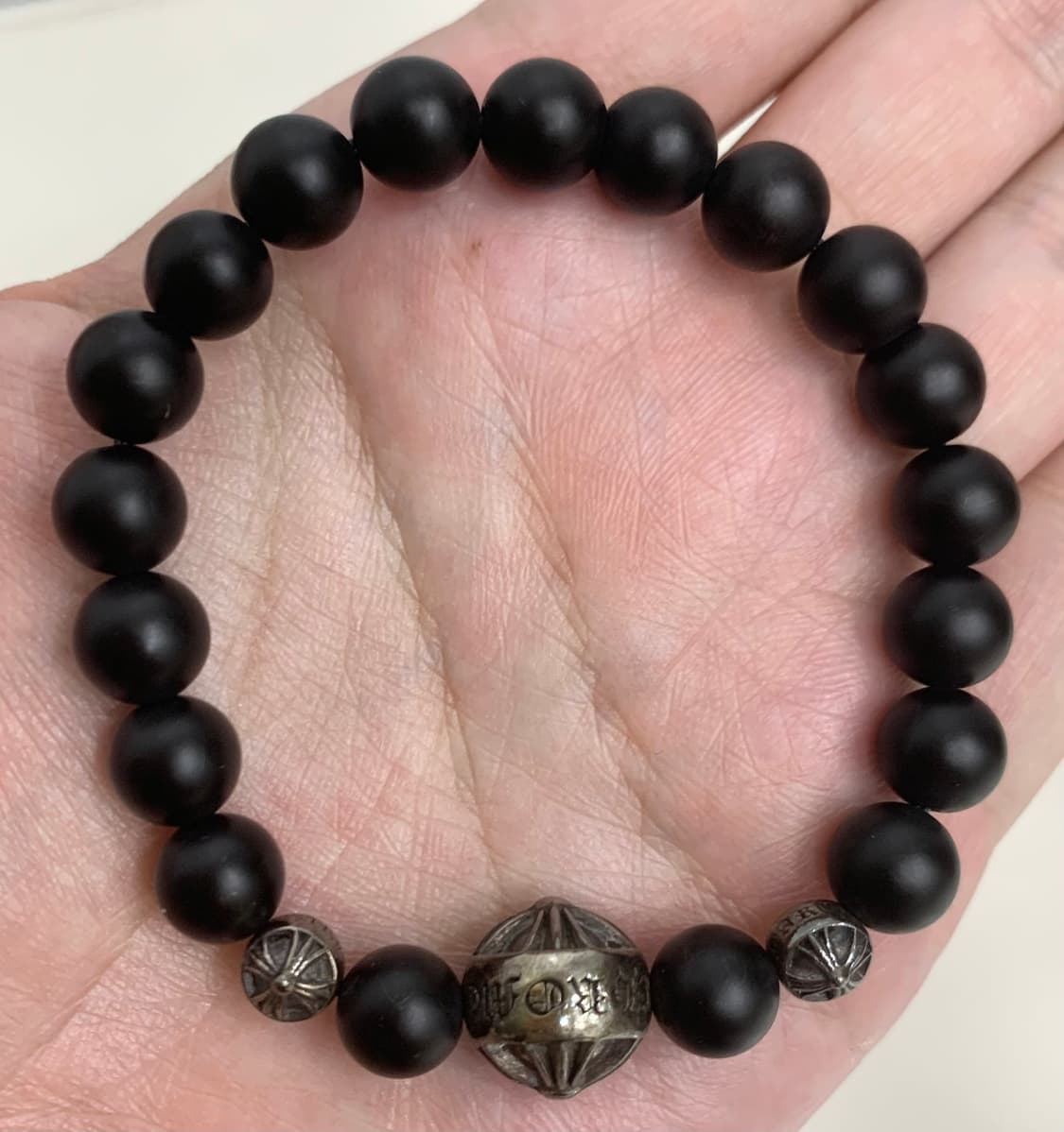[8mm]크롬하츠 3볼 비즈 팔찌 블랙 실버 상품이미지3