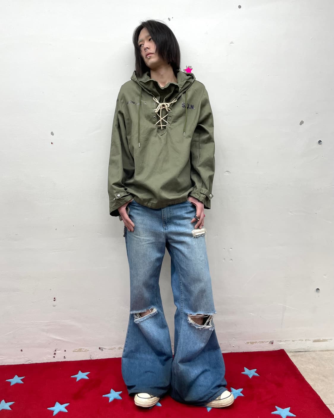 Military crochet parachute khaki jacket  상품이미지6