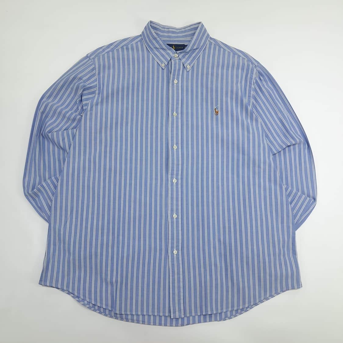 Co728 2XL 폴로 랄프로렌 블루 스트라이프 QR 긴팔 셔츠 남방 상품이미지1