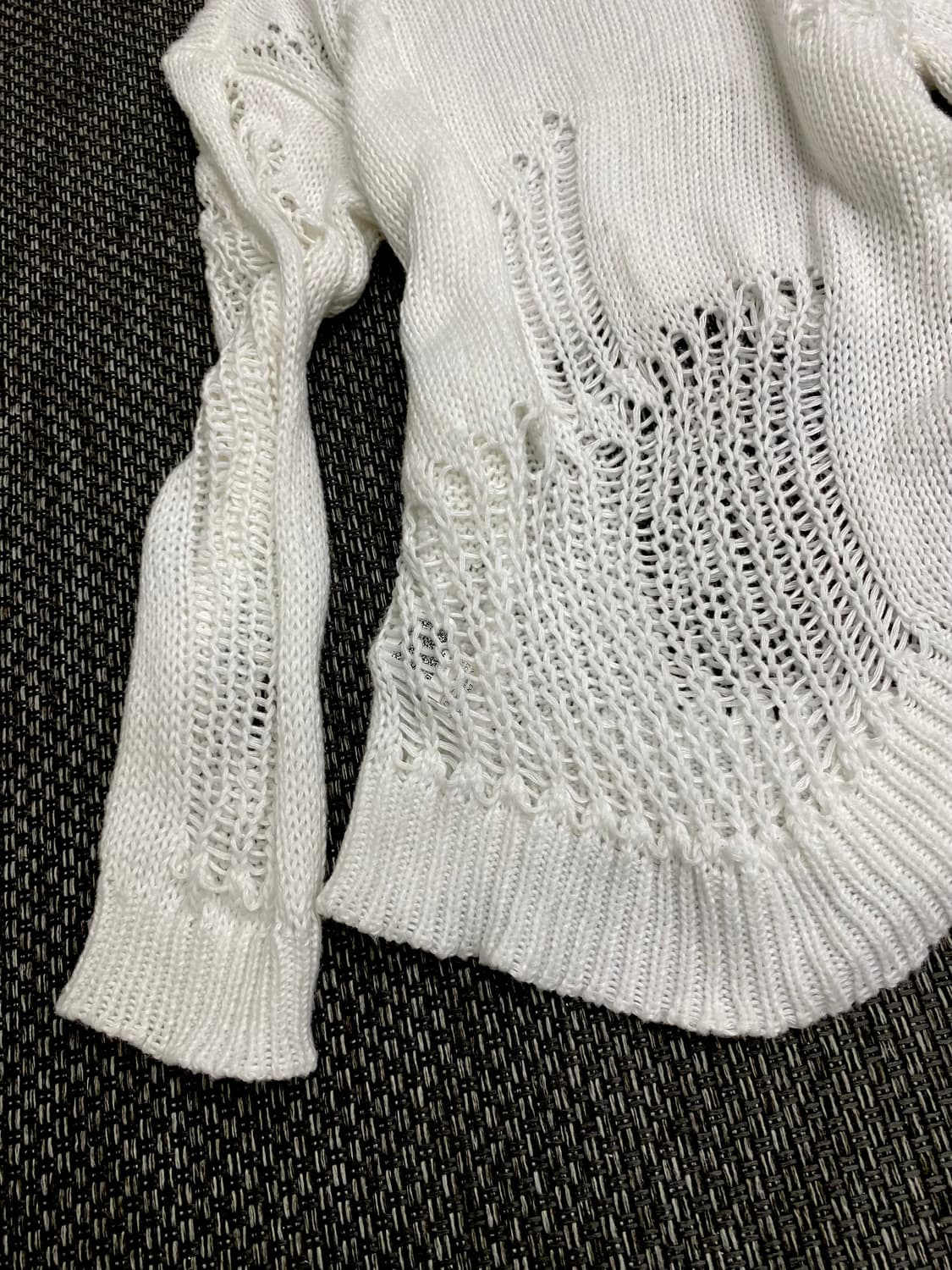 Y2K Grunge Damaged White Knit Sleeve 상품이미지4