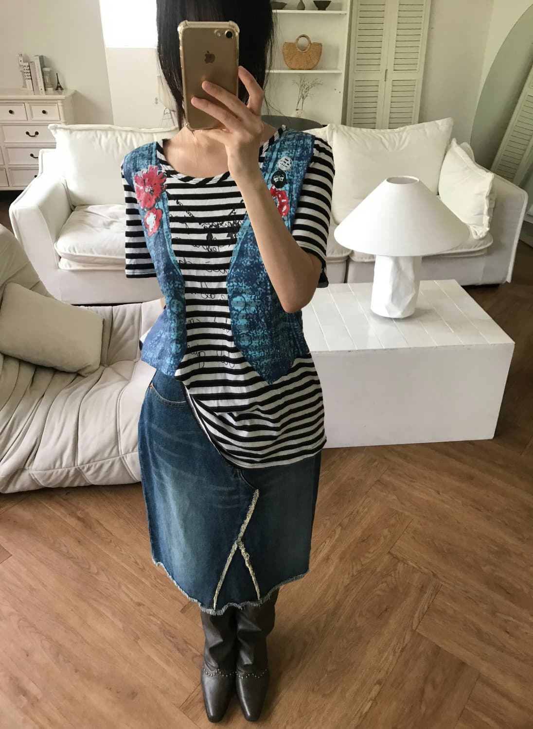 vintage denim skirt (26inch) 상품이미지4