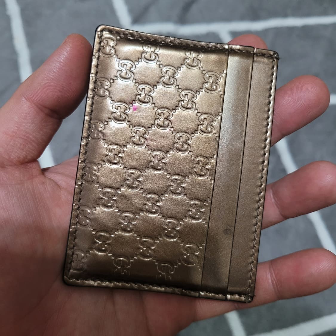 정품 구찌 시마 마이크로 GG 카드지갑 브론즈 색상 상품이미지3