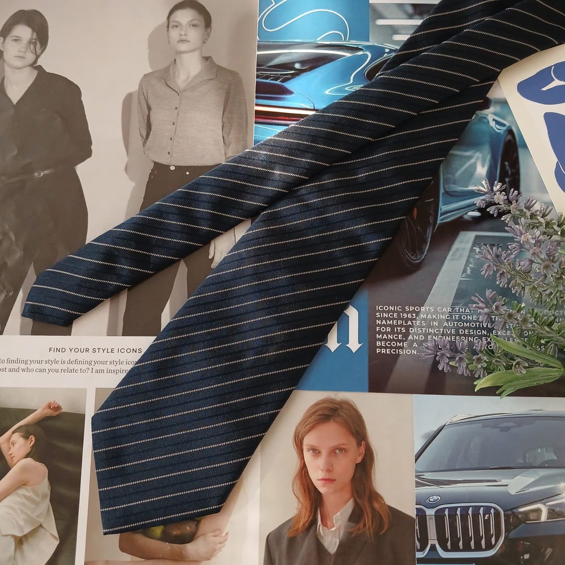 아쿠아스큐텀 실크 레지멘탈 스트라이프 넥타이 9cm A+등급 A19037 상품이미지3