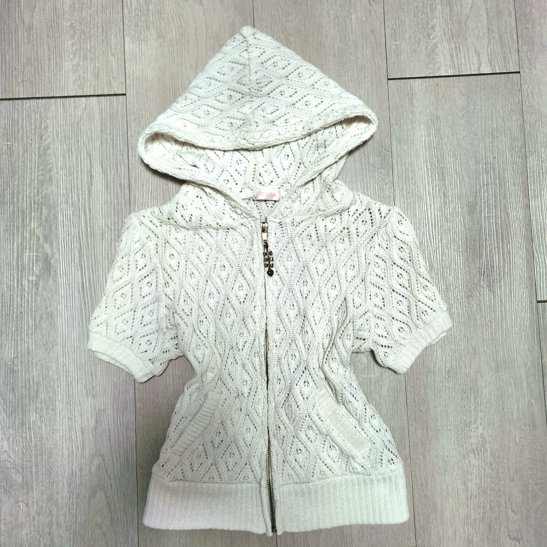 오늘만할인유일매물 리즈리사 희귀 00S 갸루 히메갸루 반팔 니트 후드집업 상품이미지1