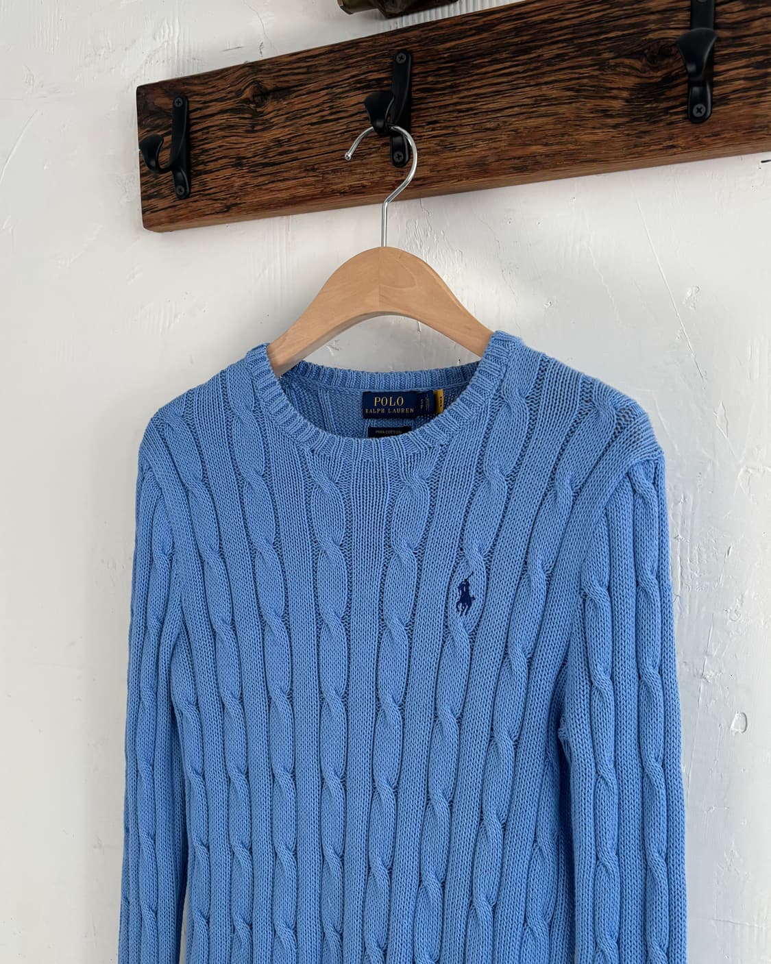 Polo 폴로 랄프로렌 QR신형 블루 피마코튼 케이블 니트 상품이미지5