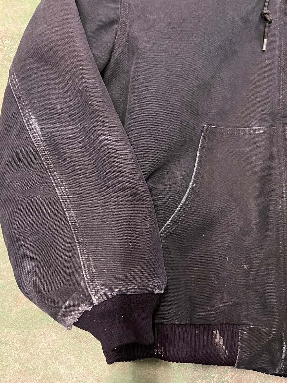 [L] 칼하트 액티브 덕 페이딩 빈티지 자켓 블랙 워크웨어 후드 집업 상품이미지6