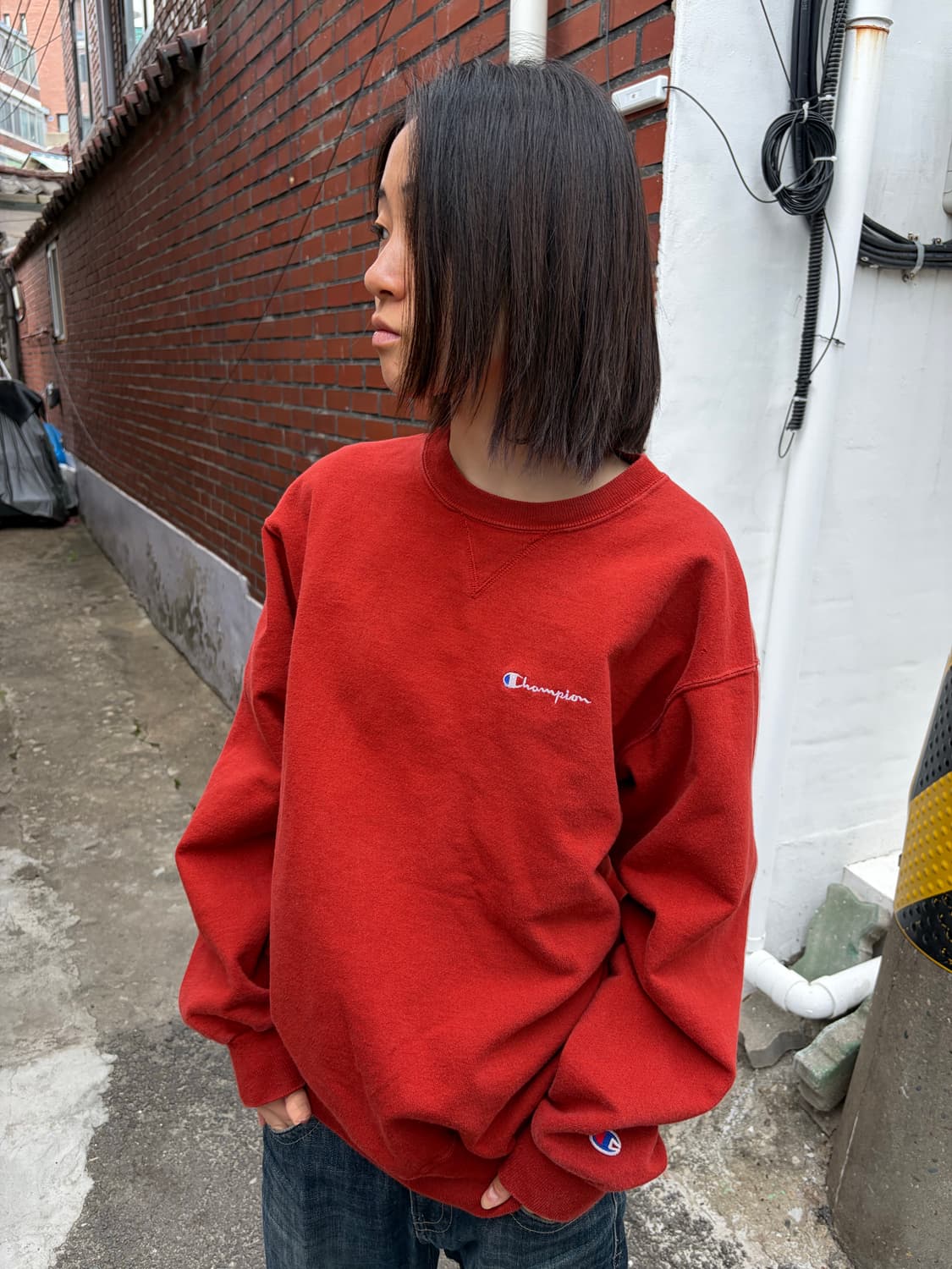 90s Champion 오렌지 스웨트셔츠 XL 상품이미지1