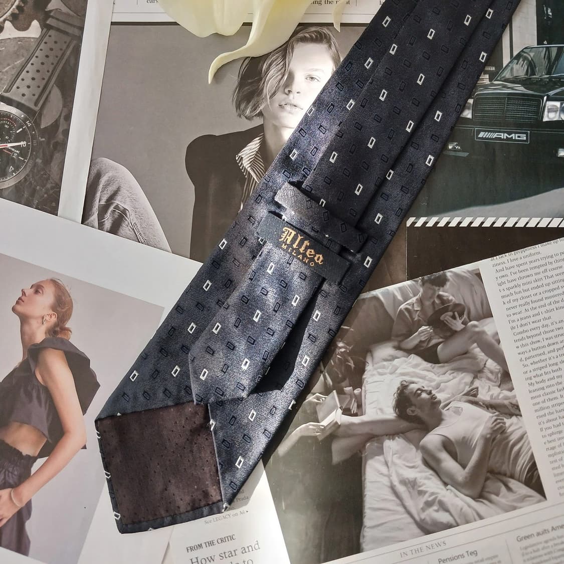 알테아 실크 블랙 마이크로 자카드 넥타이 9.4cm A+등급 A19164 상품이미지4