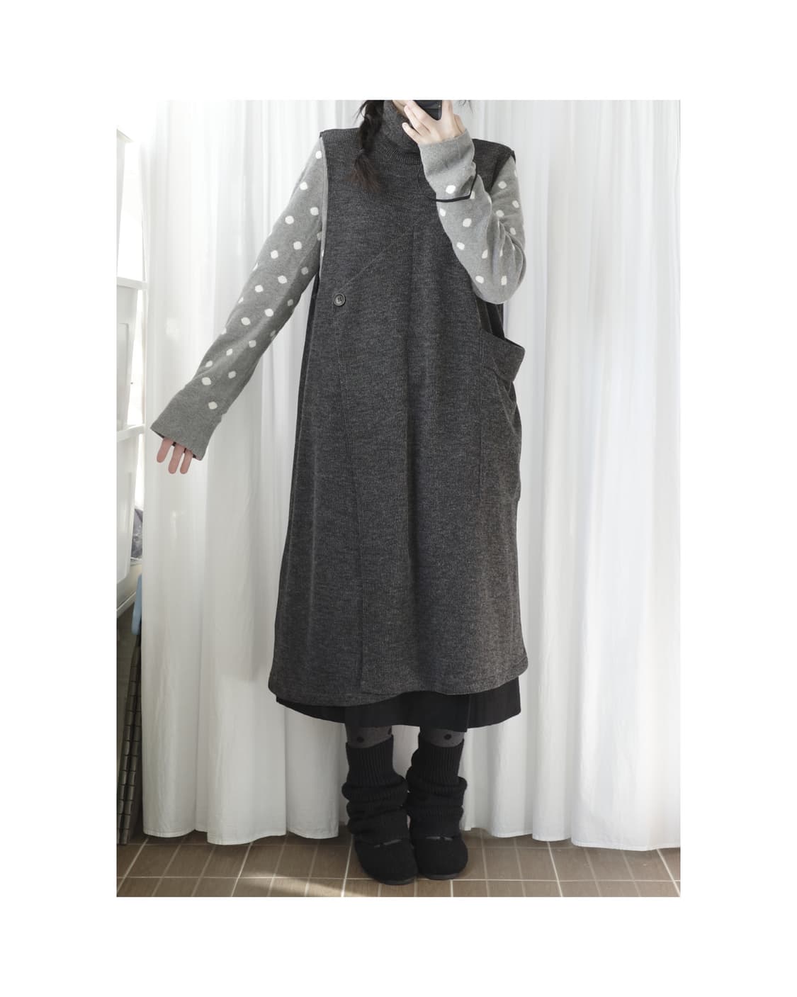 Knit grey one-piece 상품이미지5