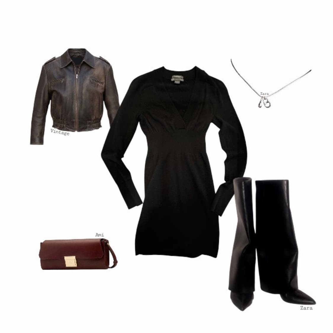 AX 메리노 울 블랙 미니 드레스 상품이미지2