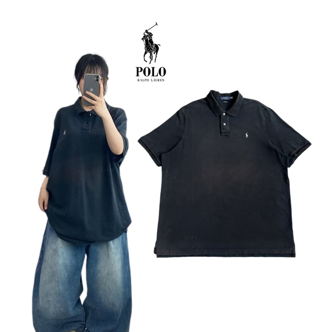 폴로 XXL 포니 검흰 PK 카라 반팔 티셔츠 상품이미지1