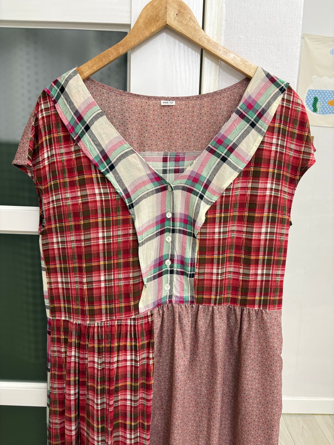 레드 체크 도트 원피스 상품이미지6