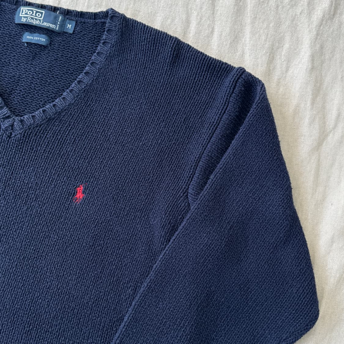 폴로랄프로렌 00s 재팬 나이가이 브이넥 코튼 니트 M 상품이미지2