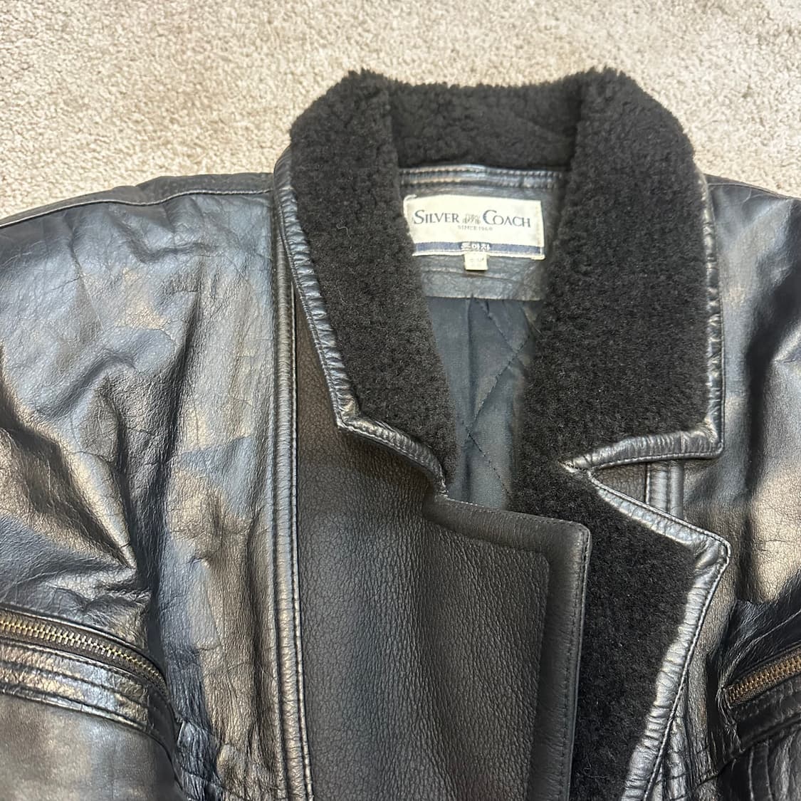 80s 퍼카라 크롭 소가죽 봄버 자켓66 상품이미지8