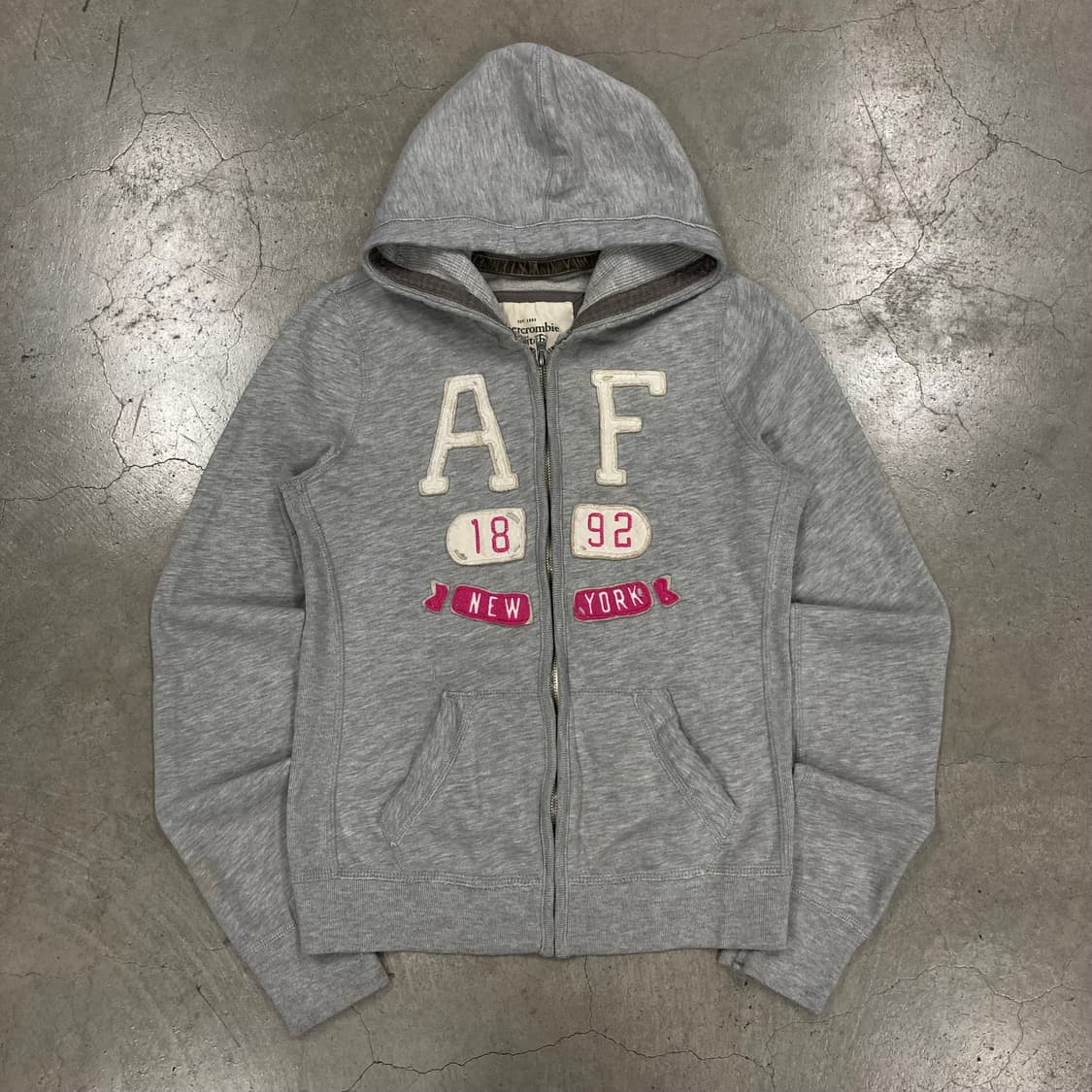 아베크롬비 그레이 컬러 빅로고 후드 집업 상품이미지1