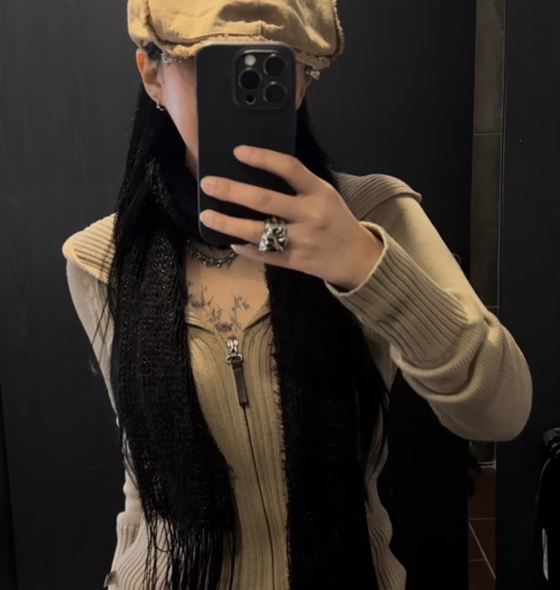 캘빈클라인 니트 후드집업 베이지 상품이미지1