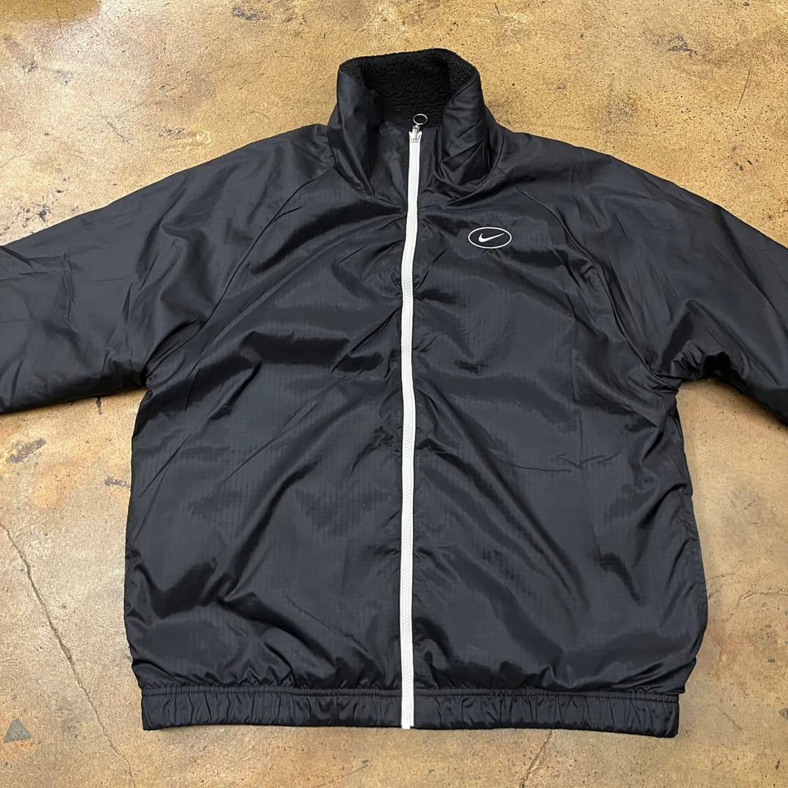 [정품/S] 나이키 검정 흰색 뽀글이 플리스 바람막이 양면 자켓 b16 상품이미지6