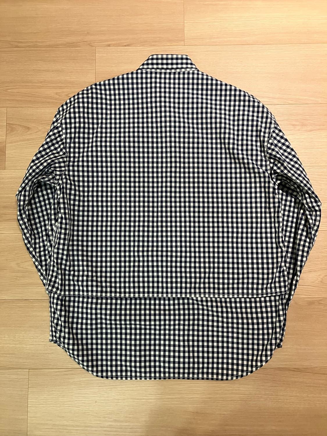 cal o line 캐롤라인 깅엄체크 셔츠 네이비 상품이미지4