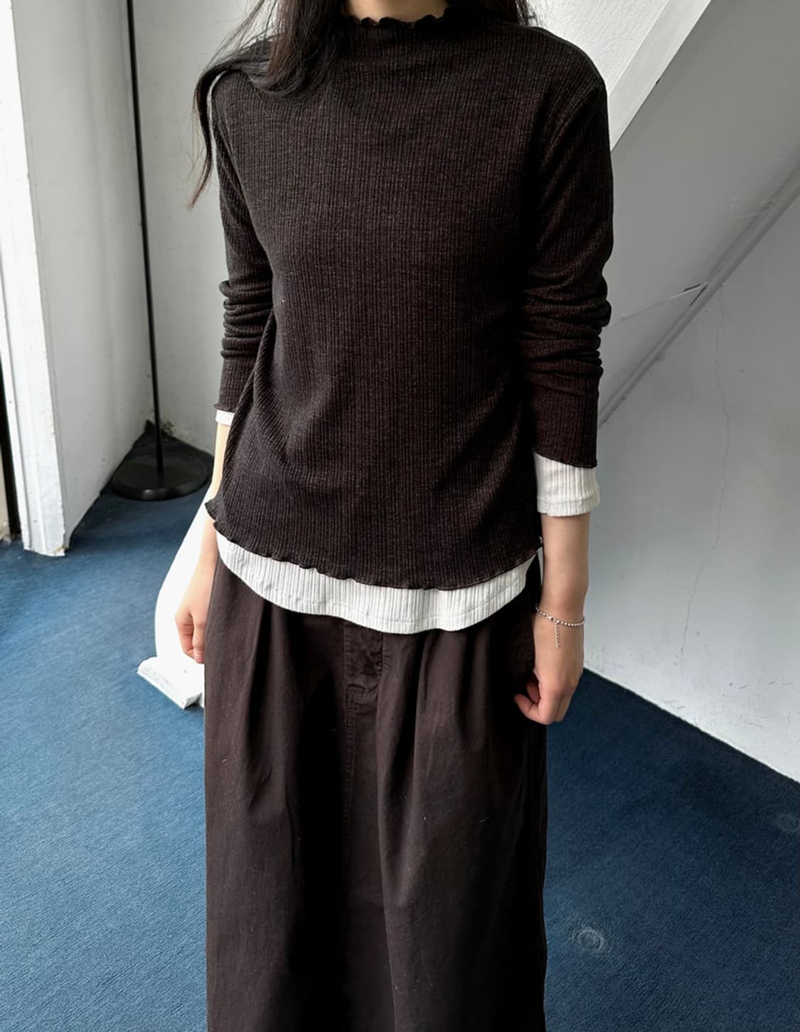 High gauge shirred design stretched top 상품이미지7