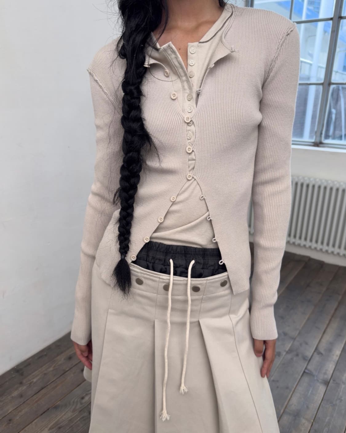 포르테나 porterna ribbed button cardigan 가디건 상품이미지1