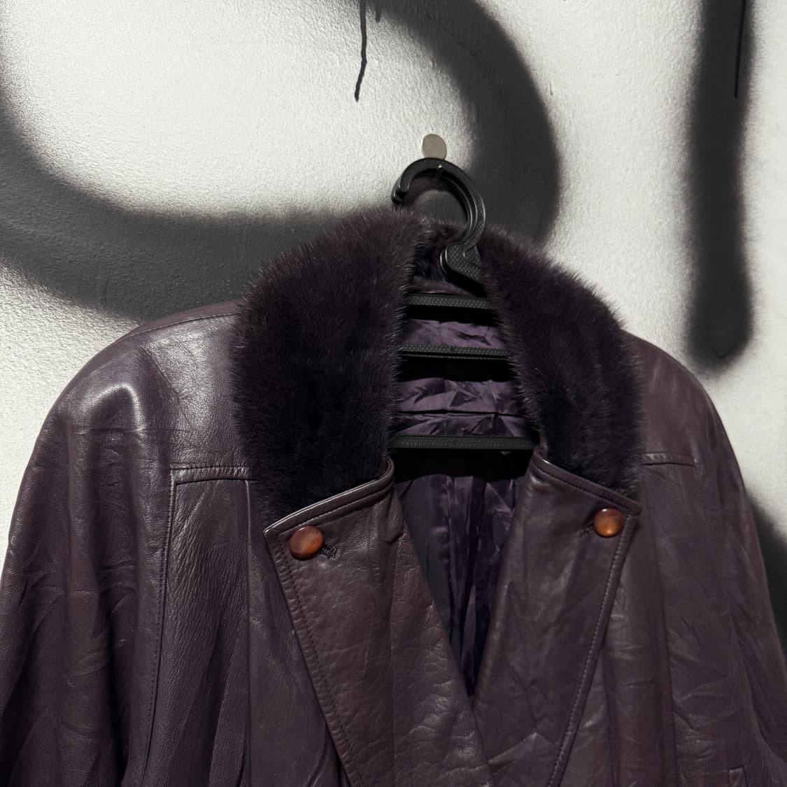VTG 빈티지 100% 쉽스킨 양가죽 퍼 카라 레더 자켓 상품이미지3