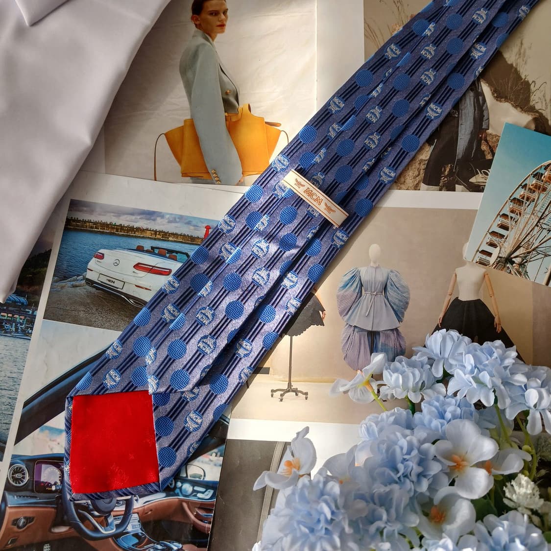 MCM 실크 블루 올오버 로고 넥타이 8.7cm A등급 A19436
 상품이미지4