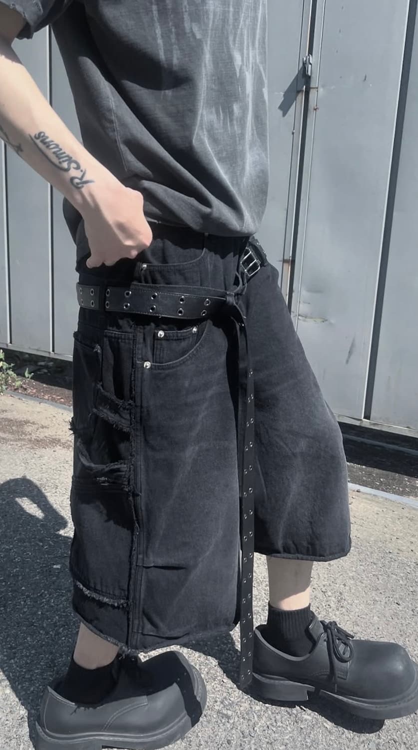 더블레이어드 흑청 버뮤다 팔아요🤙 상품이미지1