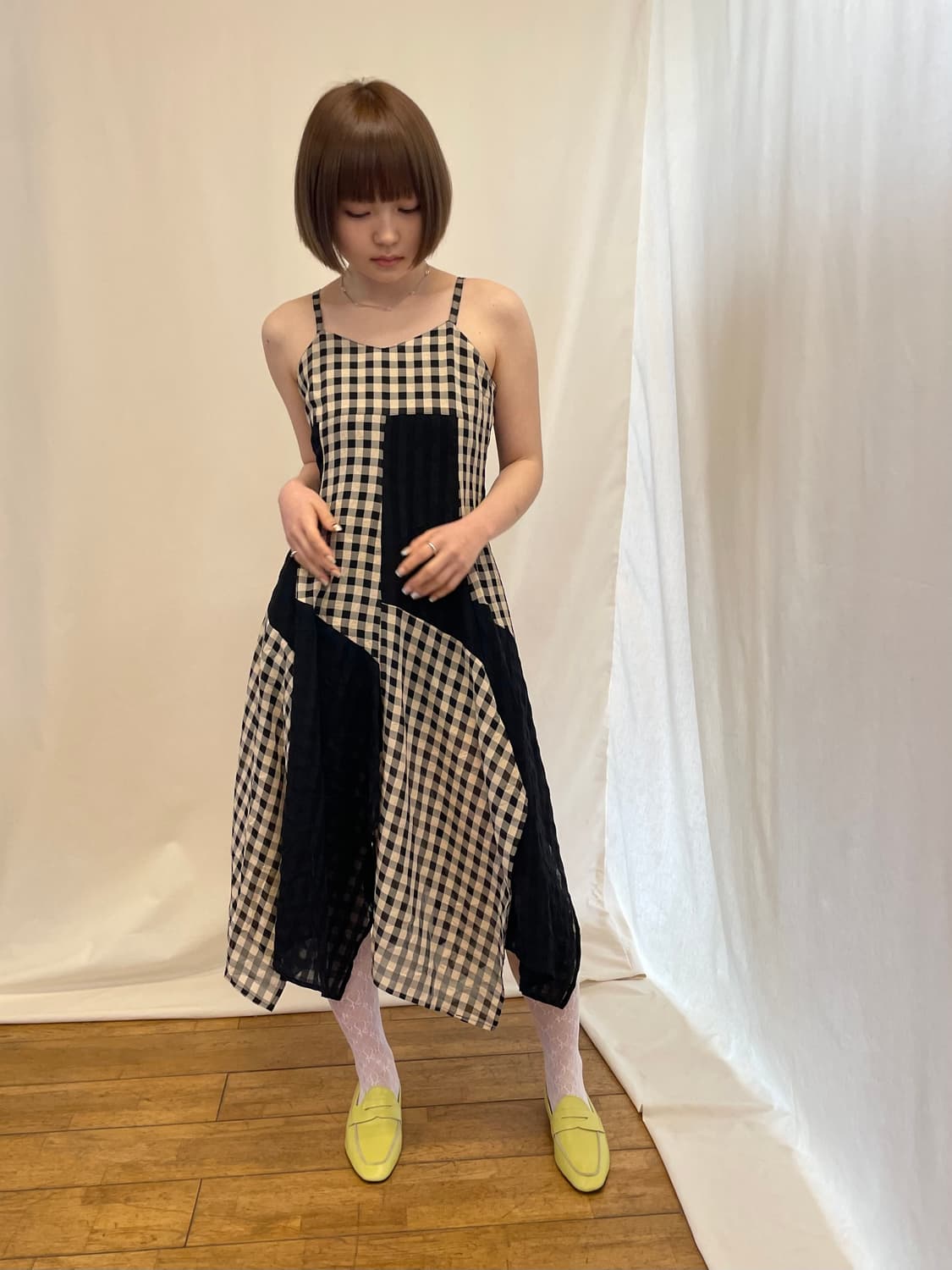 check unbalance dress 상품이미지2