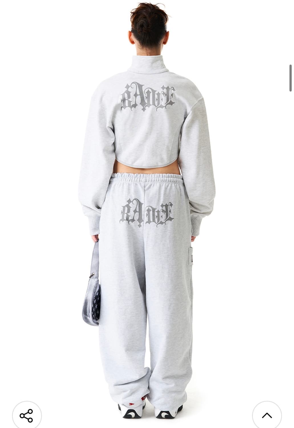 배디 크롭 반집업 맨투맨/그레이/m 상품이미지4