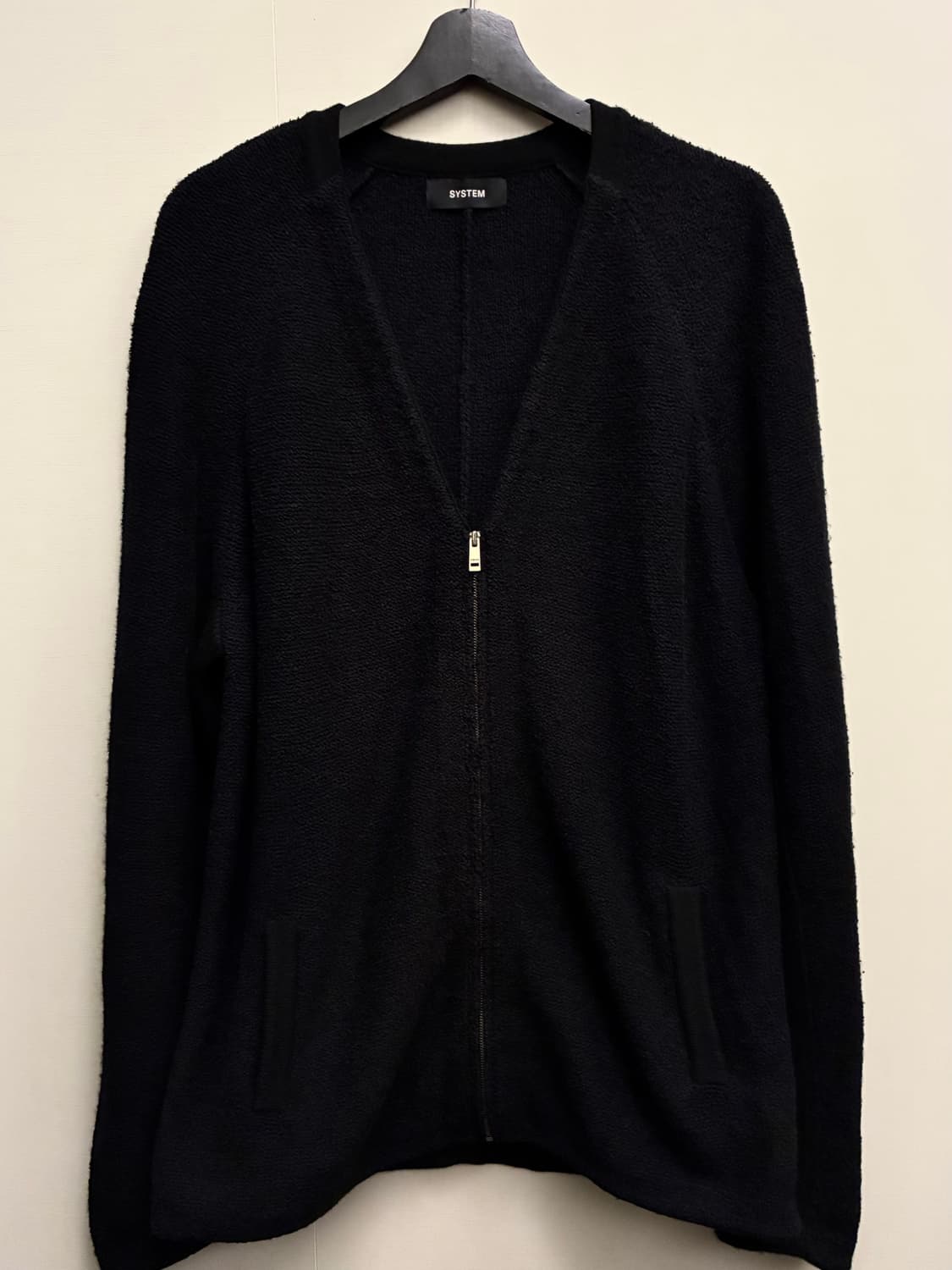 (L/105)System 시스템옴므 울 코튼 논카라 집업 니트가디건 상품이미지1