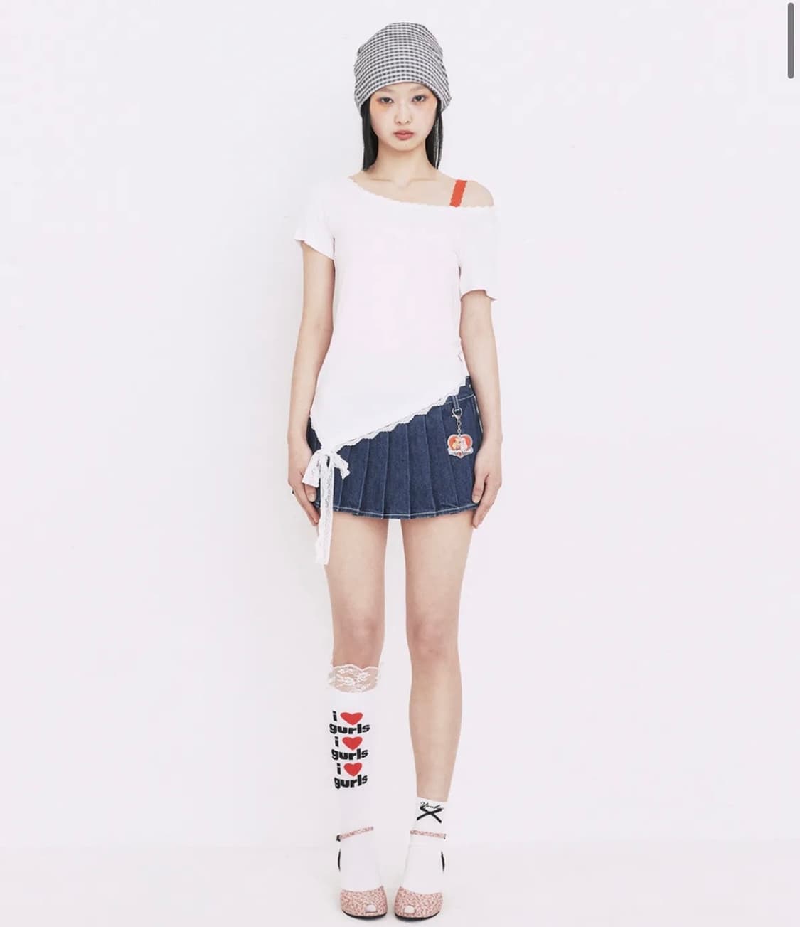 유희 YOUHEE LACE UNBALANCE T-SHIRTS_WHITE 상품이미지1