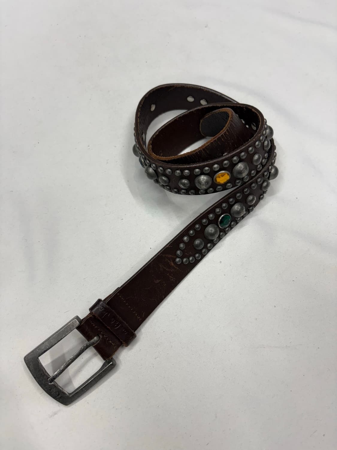 빈티지 리얼레더 큐빅 스터드 웨스턴 벨트 상품이미지3