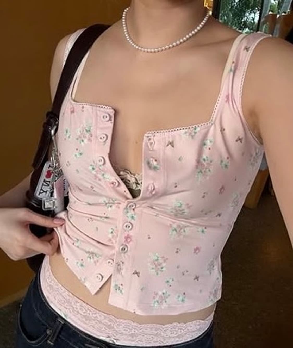 (새상품) 글로니 PURE MODAL BUTTON TANK 핑크 판매  상품이미지2