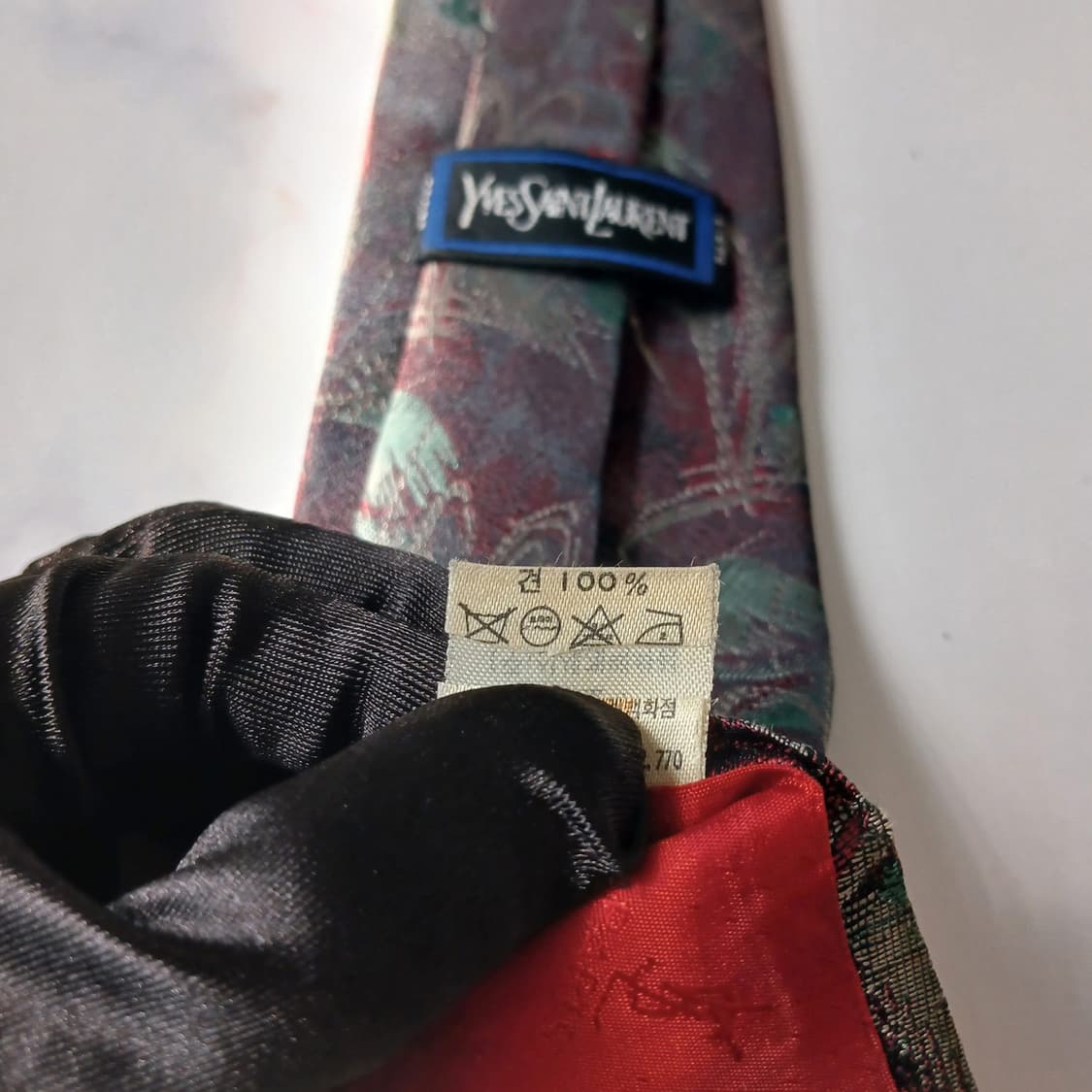 입생로랑 실크 브라운 자카드 패턴 넥타이 8.8cm B등급 E852 상품이미지6