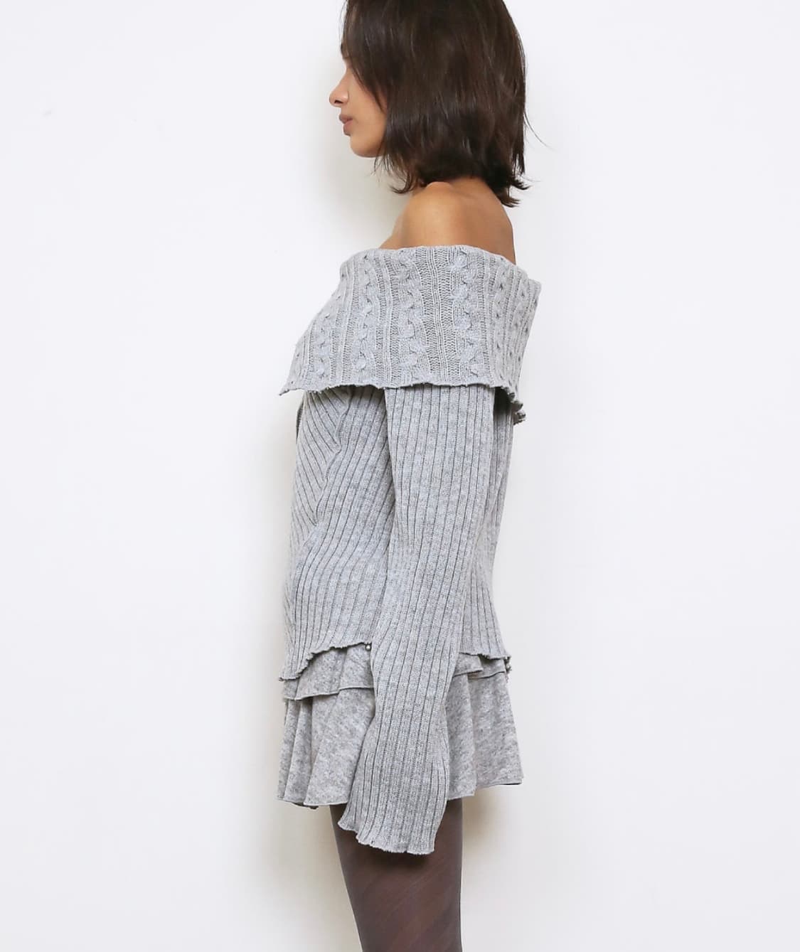폴리수엠 청키 케이블 오프숄더 그레이 상품이미지3