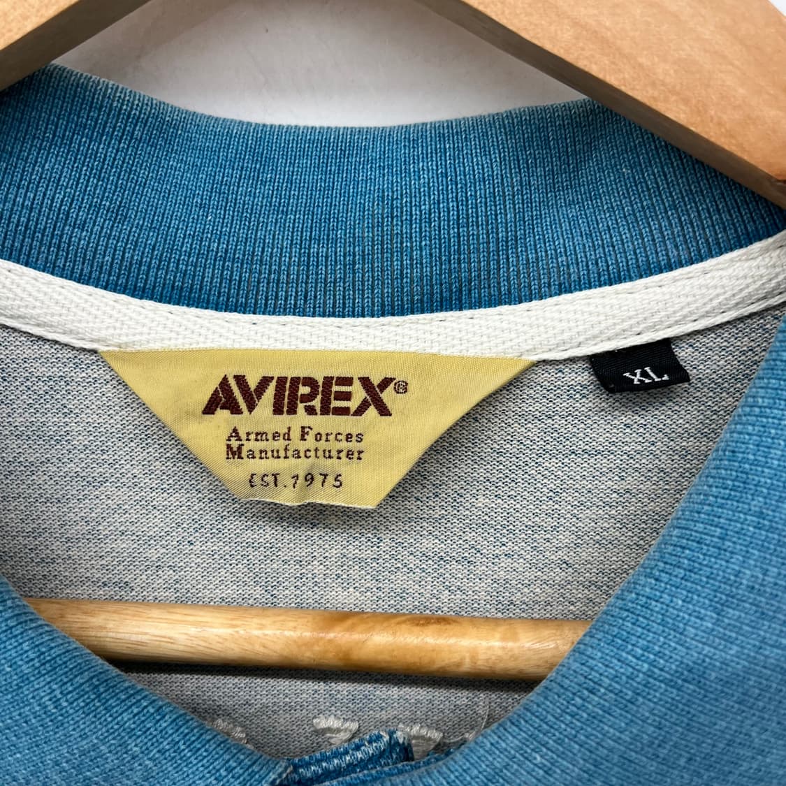 AVIREX 아비렉스 블루 워싱 반팔 폴로티 남성XL 상품이미지5
