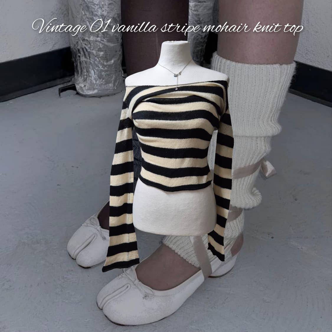 Vintage 01 vanilla stripe mohair knit 상품이미지1