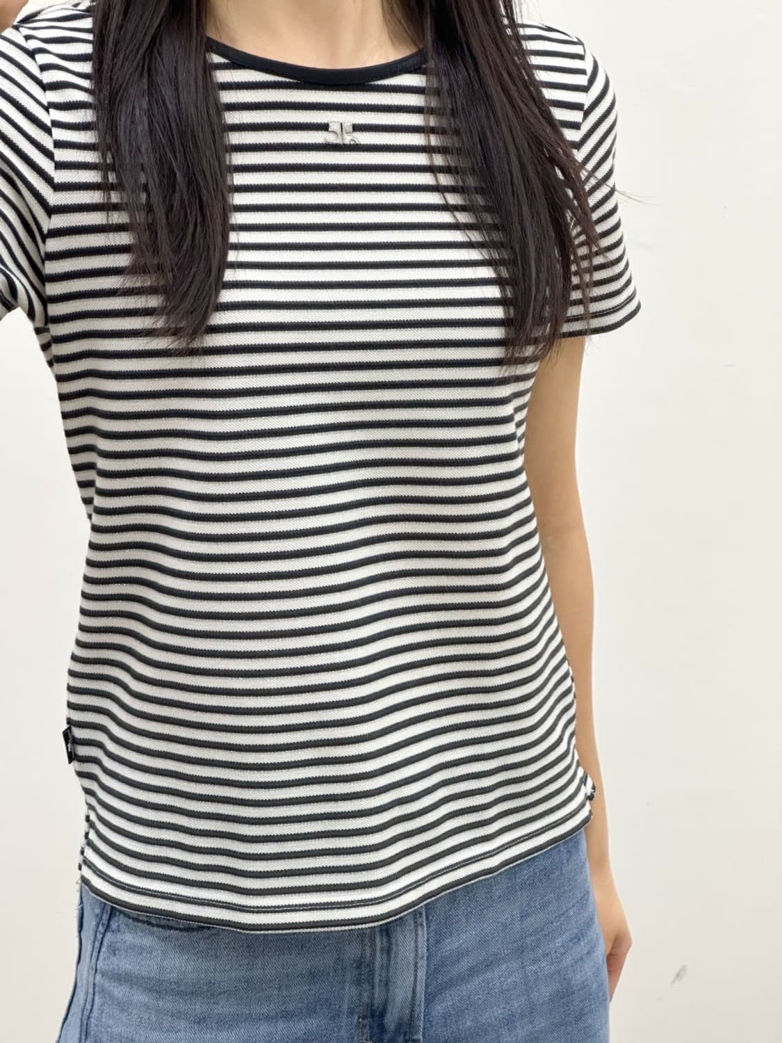 courreges / 꾸레쥬 블랙 스트라이프 반팔 티셔츠  상품이미지10