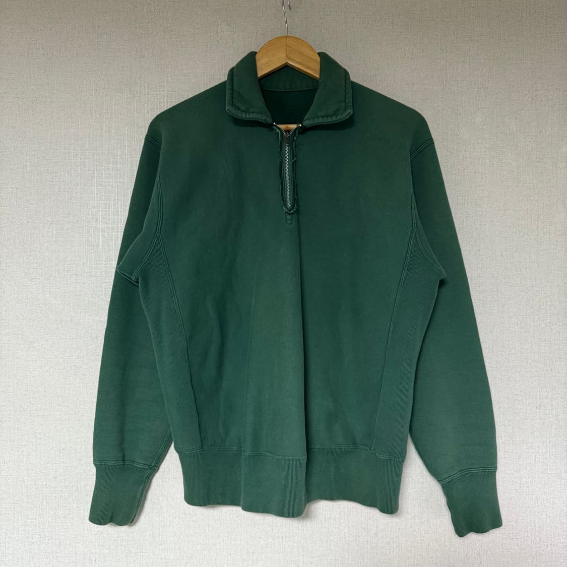 [2]아프레쎄 빈티지 그린 하프 집 스웻 셔츠 상품이미지7