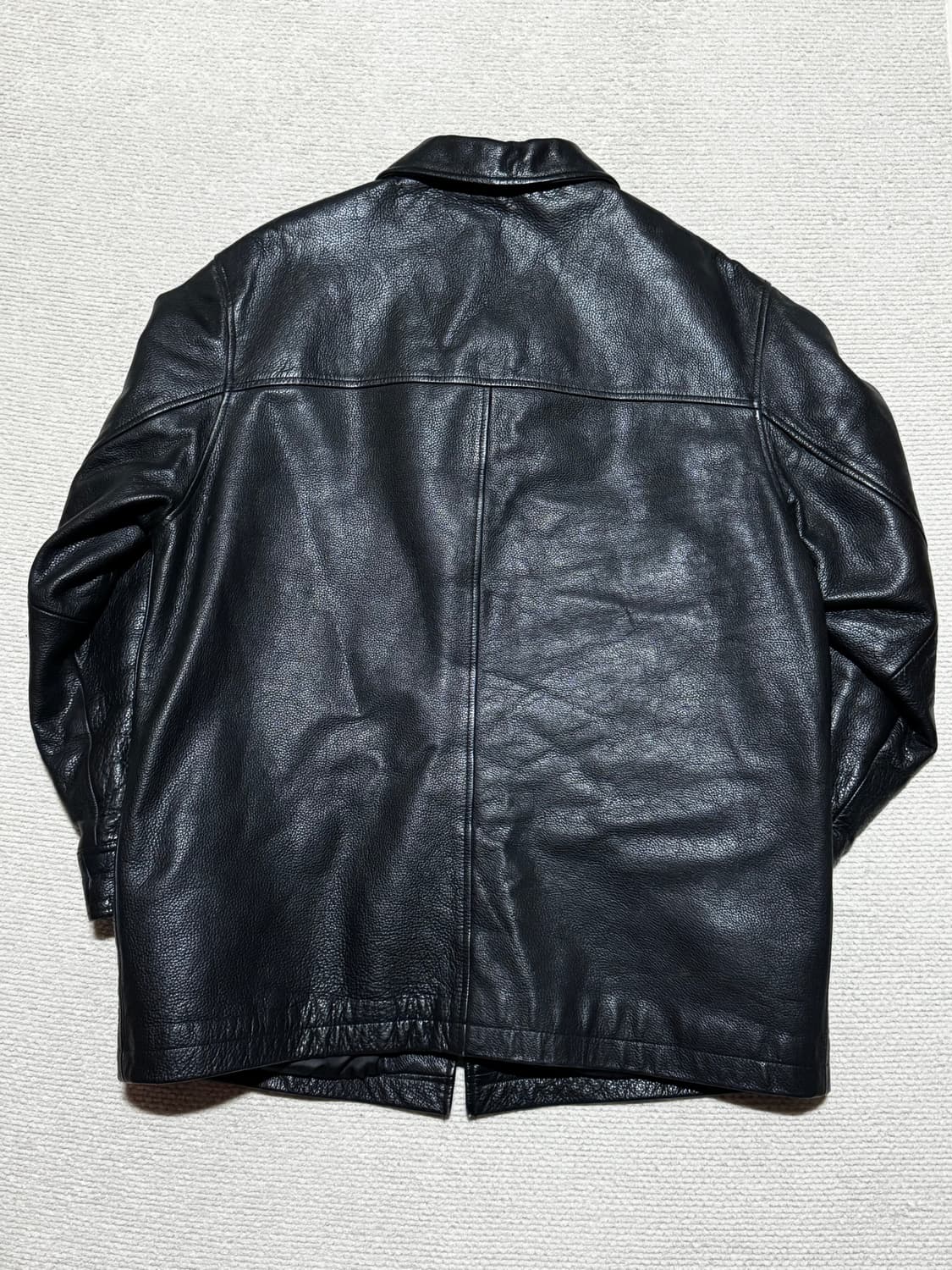 90s GAP 카우레더 카 코트 블랙 L 상품이미지6