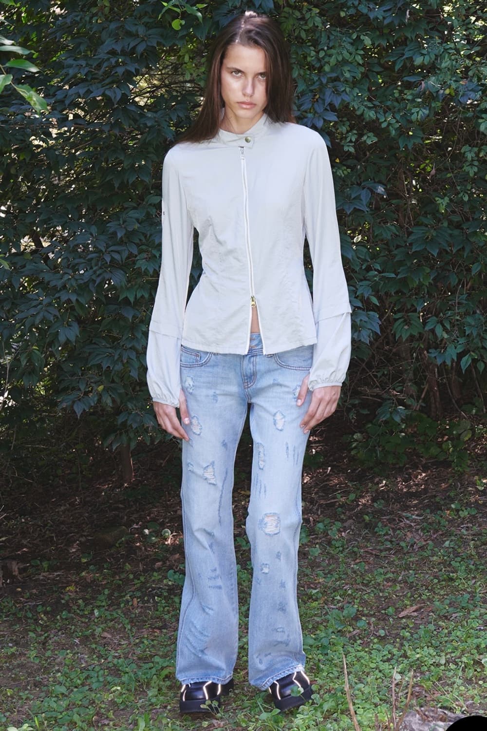 OPEN YY DAMAGED BOOTSCUT JEANS, BLUE 상품이미지1