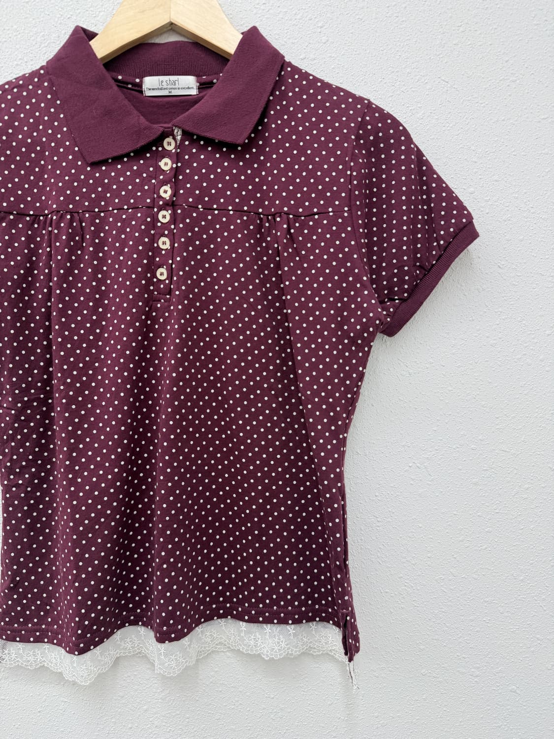빈티지 버건디 도트 레이스 카라티 상품이미지2