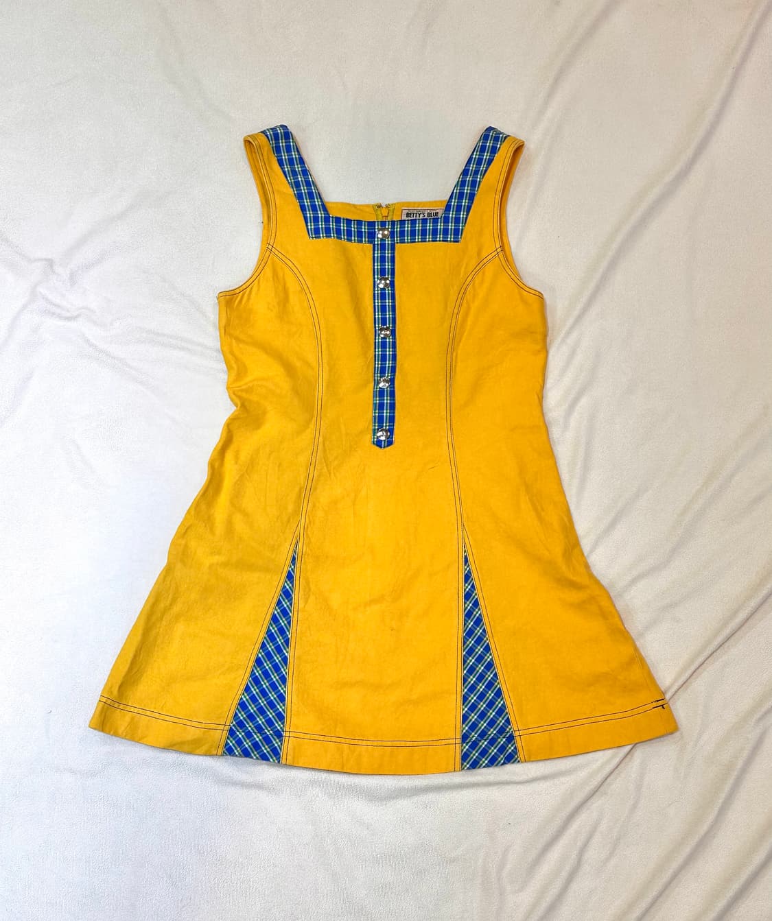 베티스블루 옐로우 체크 원피스 상품이미지1