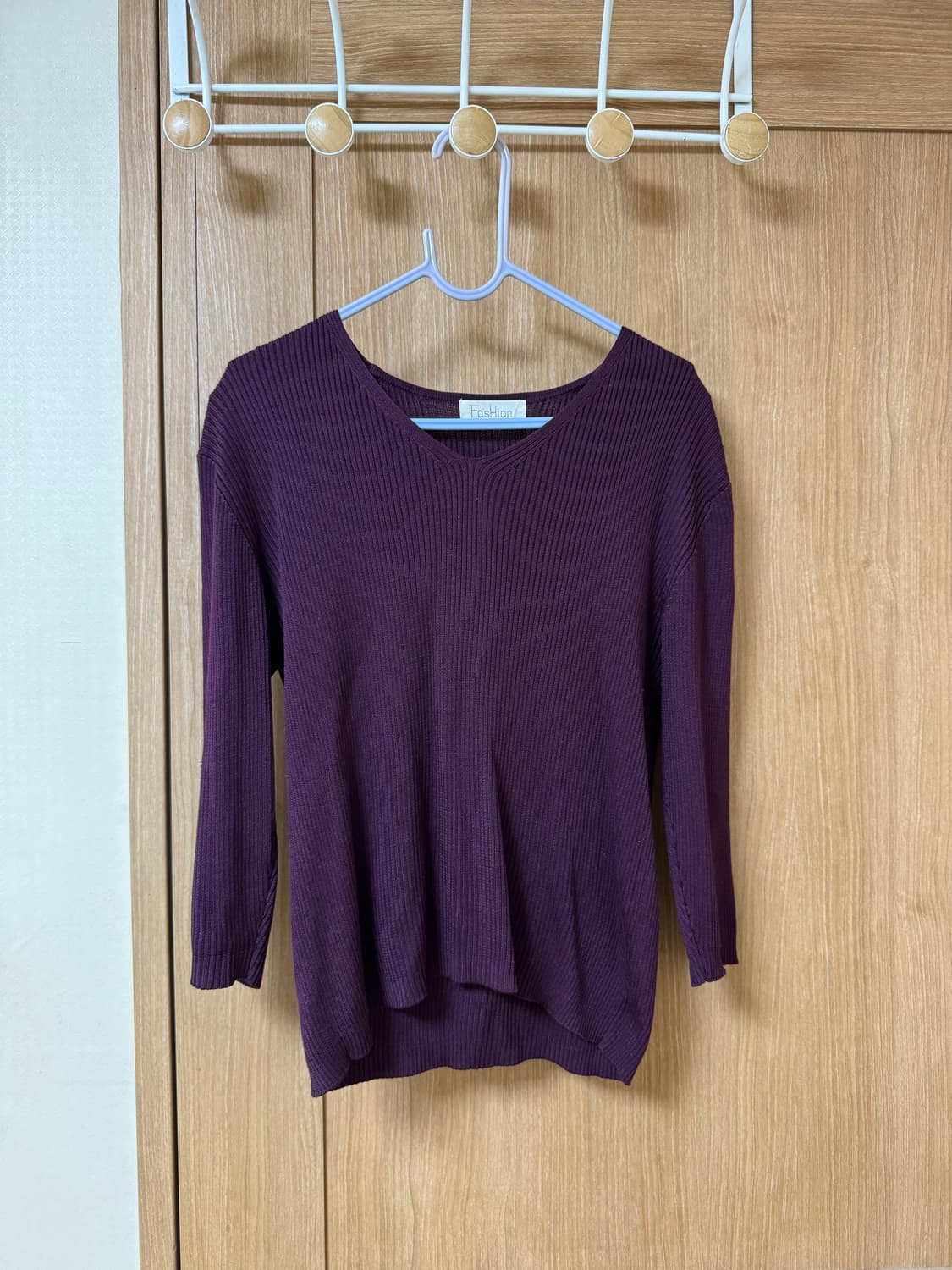 브이넥 퍼플 7부티 상품이미지1