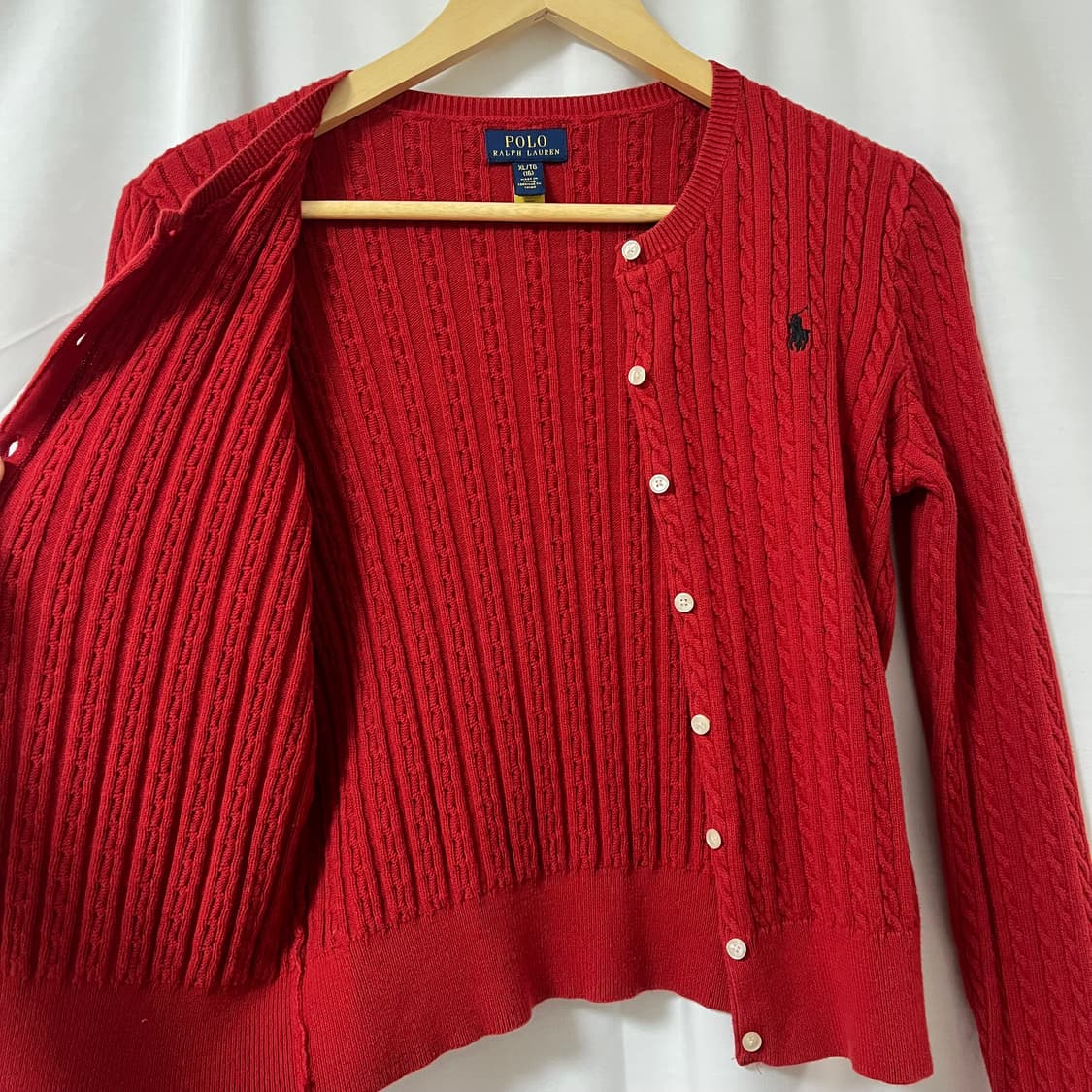 폴로 랄프로렌 케이블 니트 가디건 레드 상품이미지7