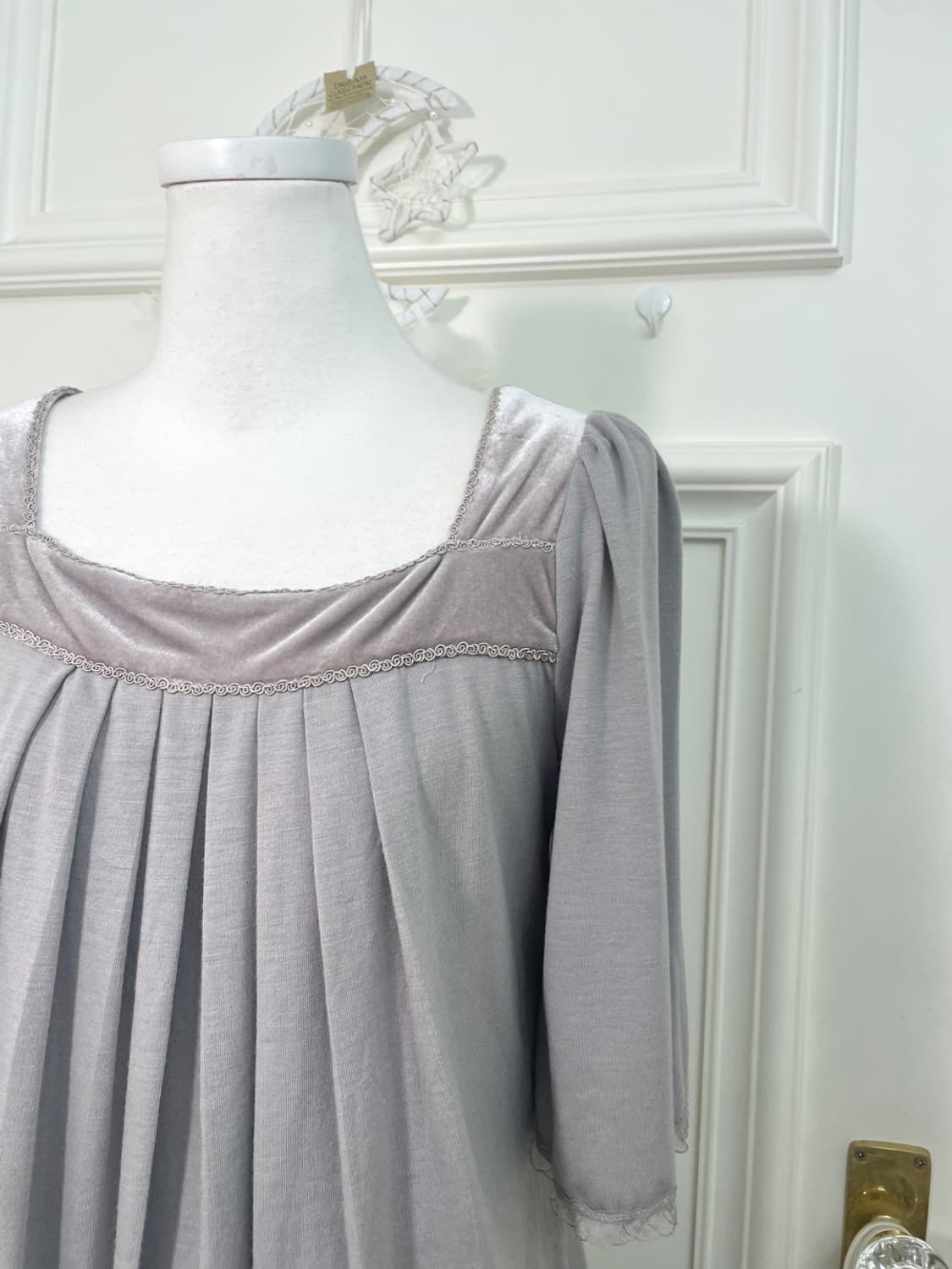 bluegray velvet pleats puff sleeve top 상품이미지8