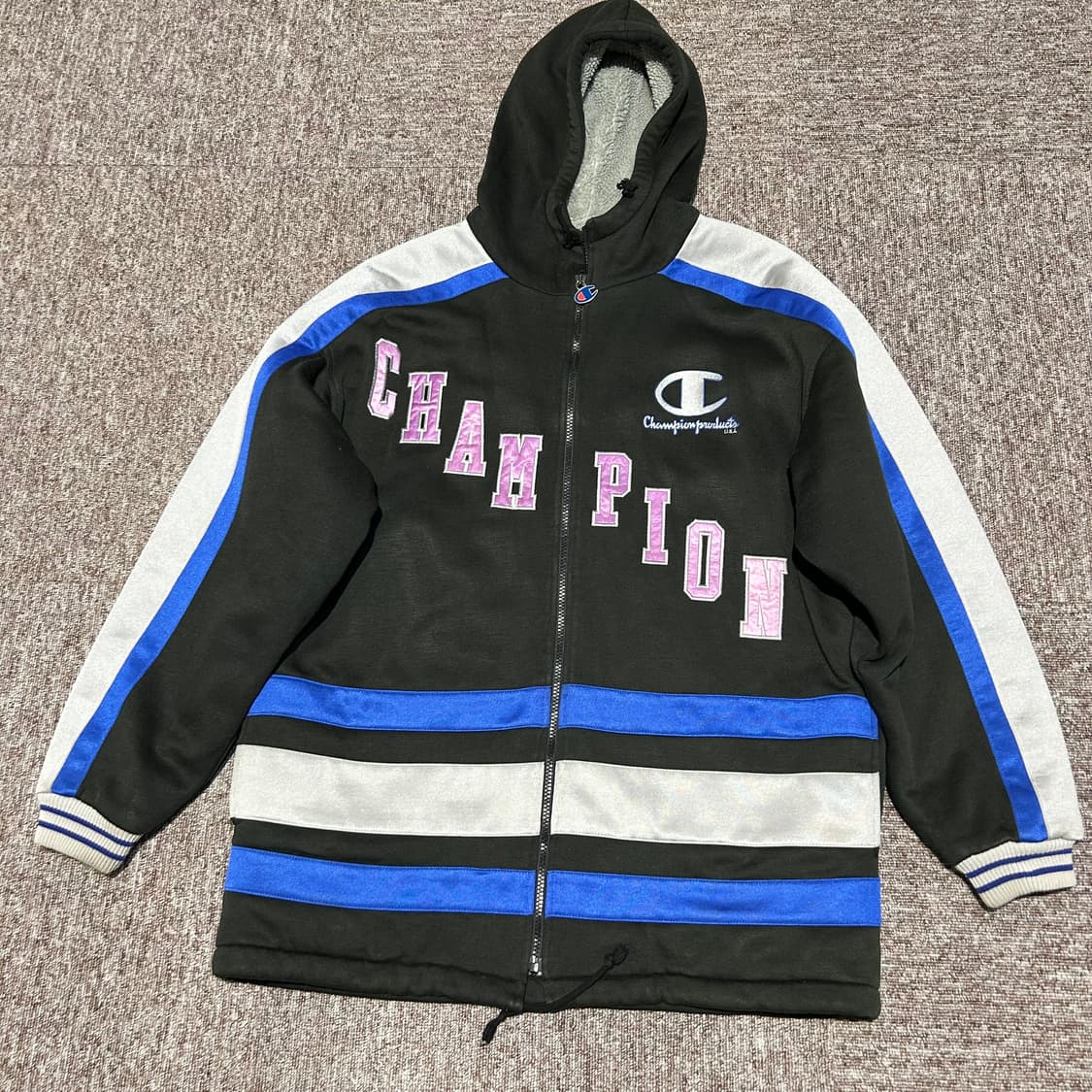 L) 챔피온 올드스쿨 후드집업 퀄팅 안감 양털 안감 상품이미지3