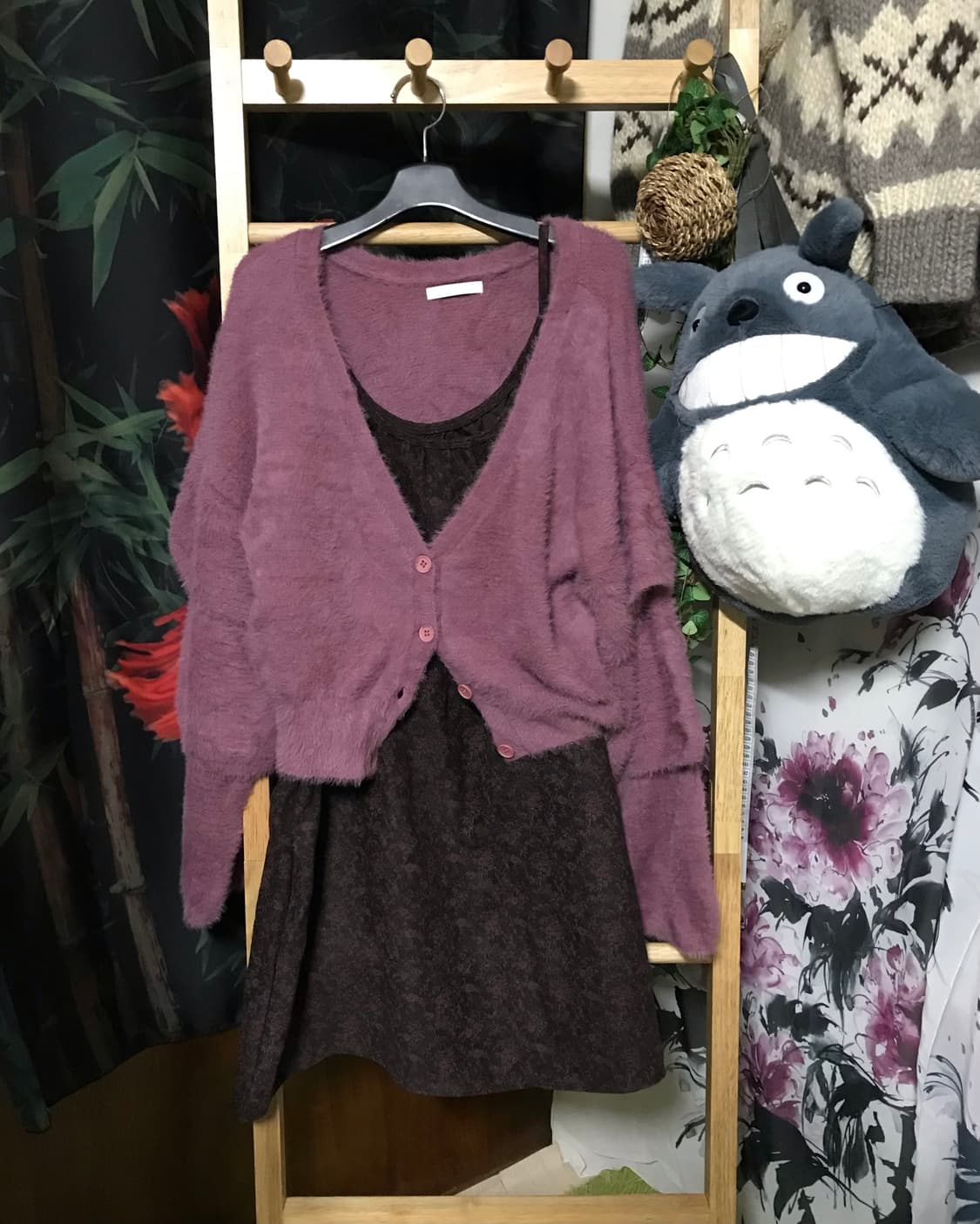 모리걸 잔꽃 원피스 + 크롭 디자인 니트 가디건 set 상품이미지1