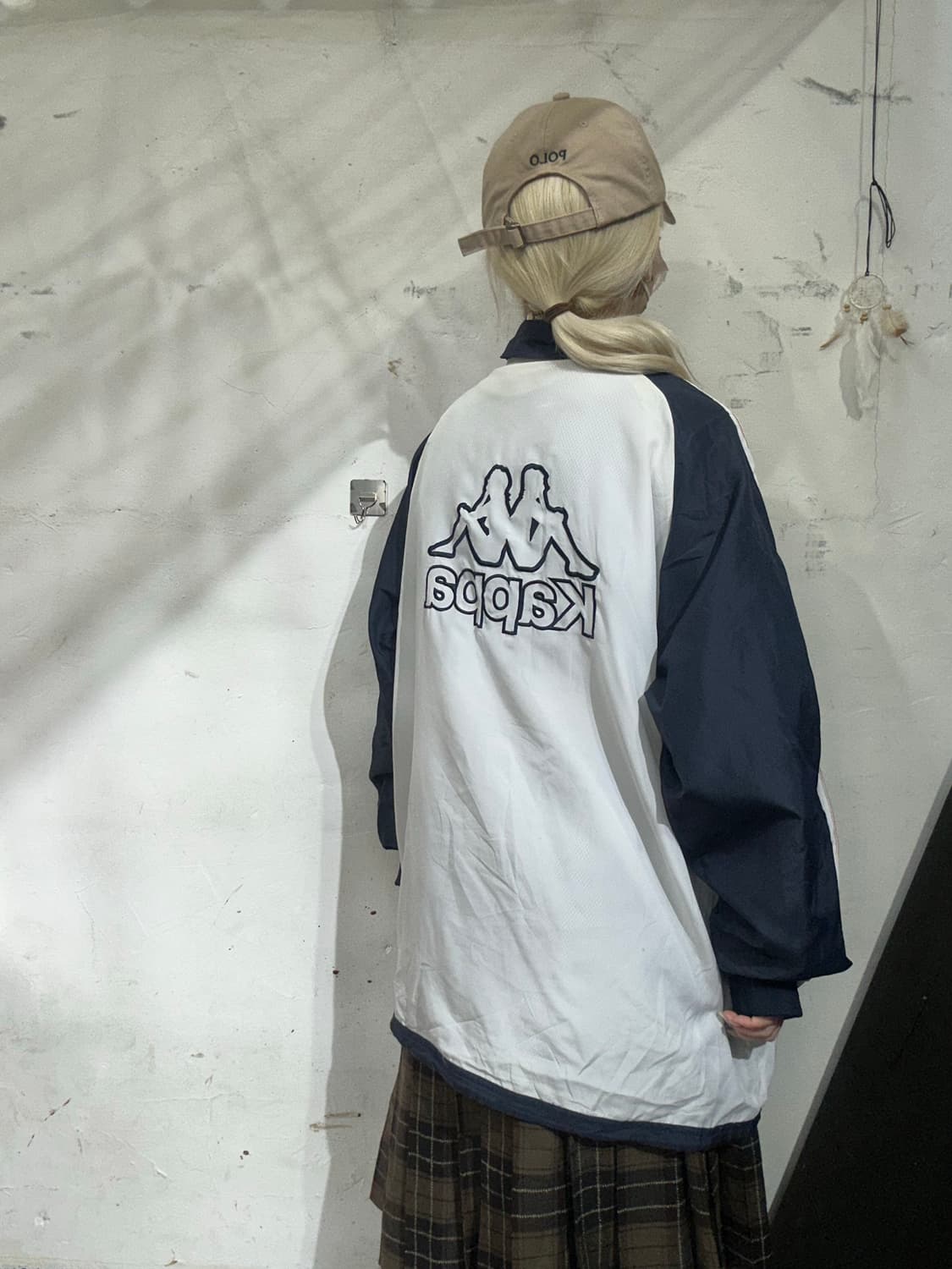 카파 네이비 화이트 올드스쿨 빅 로고 바람막이 자켓 M 상품이미지3