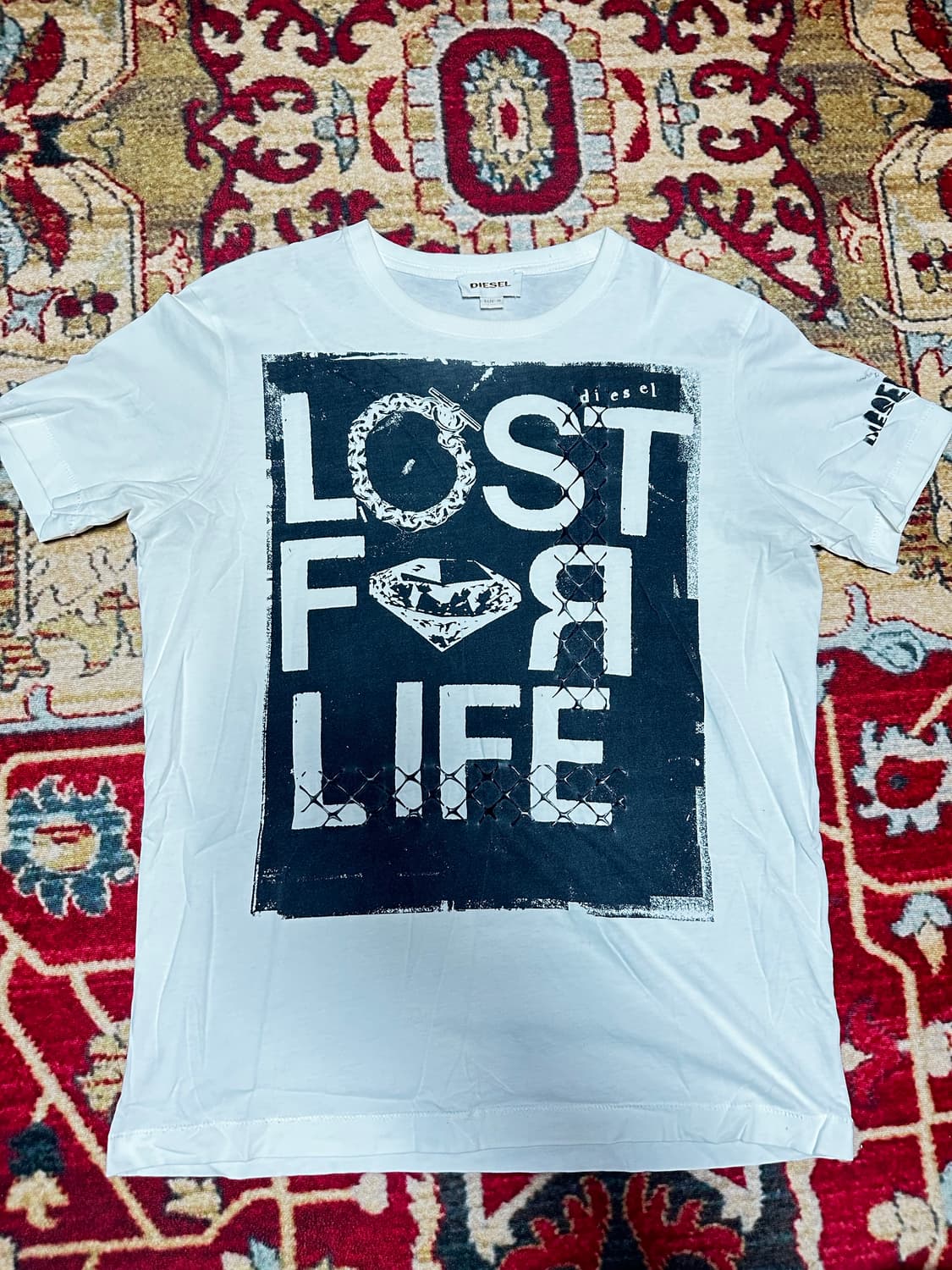 디젤 LOST FOR LIFE 화이트 프린팅 티셔츠 상품이미지1